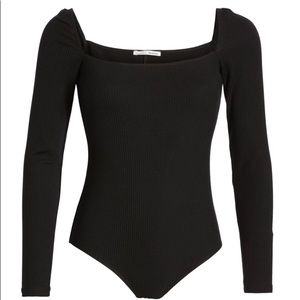 REFORMATION | Gaia Bodysuit | Black Scoop Neck | Ribbed Knit | S